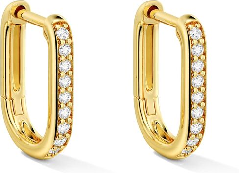 MSBLUE® U-Shape Moissanite Paved Huggie Hoop Earrings, Moissanite Earrings for Women in Saudi Arabia