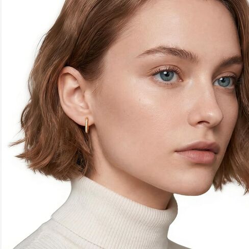 MSBLUE® U-Shape Moissanite Paved Huggie Hoop Earrings, Moissanite Earrings for Women in Saudi Arabia