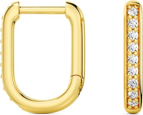 MSBLUE® U-Shape Moissanite Paved Huggie Hoop Earrings, Moissanite Earrings for Women in Saudi Arabia