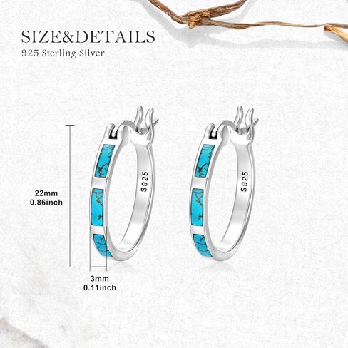 Real Turquoise Hoop Earrings for Women 925 Sterling Silver Western Oval Drop Dangle Earrings Cowgirl Country Concho Statement Jewelry Gift for Birthday in Kuwait
