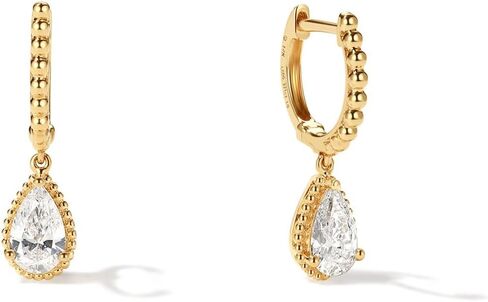 Agvana Echo of Light 0.68 Ct. Tw. Pear-Cut Lab-Grown Diamond Hoop Dangle Earrings in 14K Solid Gold (D-E Color, VS Clarity) Fine Jewelry Promise Anniversary Birthday Gifts for Women Wife Mom Her in Kuwait