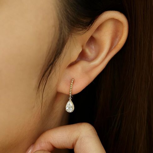 Agvana Echo of Light 0.68 Ct. Tw. Pear-Cut Lab-Grown Diamond Hoop Dangle Earrings in 14K Solid Gold (D-E Color, VS Clarity) Fine Jewelry Promise Anniversary Birthday Gifts for Women Wife Mom Her in Kuwait