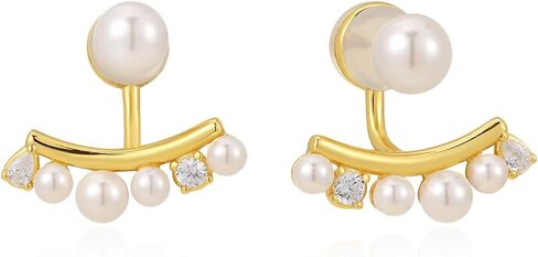 ARSIS Pearl Hoop Earrings for Women Mothers Day Gift, 18K Gold/Platinum Plated, Hypoallergenic, 925 Sterling Silver Posts, Lighweight Dainty Jewelry Gift for Wife Daughter in Saudi Arabia