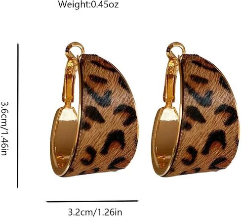 Leopard Print hoop earrings Vintage Leopard Print Large Hoop Earrings for Women Statement Dangle Metal Geometric Earrings Chunky Big Huggie Hoop Earrings Trendy Statement Earring in Saudi Arabia