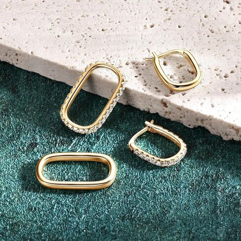 AINUOSHI Convertible Paperclip Link Earrings for Women Freedom Mixing and Matching Statement Pieces Huggie Hoop Rectangle S925 Sterling Silver Moissanite Dangle Drop Earrings set in Kuwait