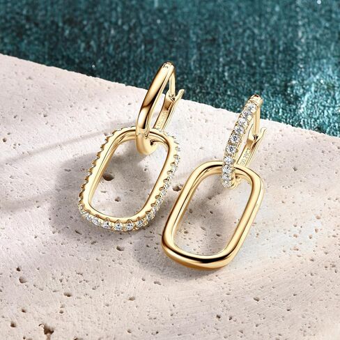 AINUOSHI Convertible Paperclip Link Earrings for Women Freedom Mixing and Matching Statement Pieces Huggie Hoop Rectangle S925 Sterling Silver Moissanite Dangle Drop Earrings set in Kuwait