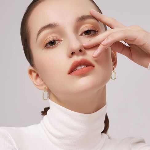 AINUOSHI Convertible Paperclip Link Earrings for Women Freedom Mixing and Matching Statement Pieces Huggie Hoop Rectangle S925 Sterling Silver Moissanite Dangle Drop Earrings set in Kuwait
