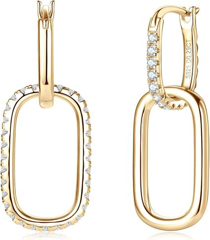 AINUOSHI Convertible Paperclip Link Earrings for Women Freedom Mixing and Matching Statement Pieces Huggie Hoop Rectangle S925 Sterling Silver Moissanite Dangle Drop Earrings set in Kuwait