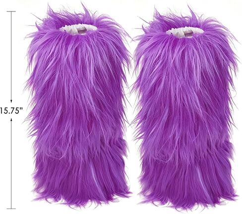 Women Fur Leg Warmers with Fuzzy Sunglasses Set, Stylish Fluffy Boot Cover Cuffs for Halloween Santa Party Costume in Saudi Arabia