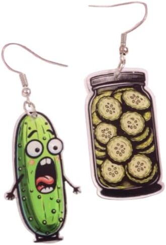 Quirky Cucumber Pickle Earrings - Whimsical Vegetable and Alien-Inspired Jewelry - for Playful Fashionistas in Saudi Arabia