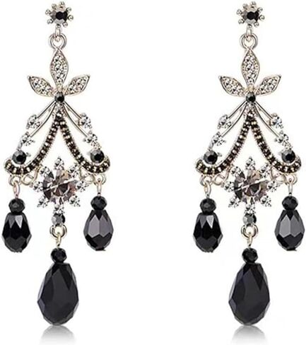 Black Chandelier Dangle Earrings for Women Vintage Gothic Halloween Earrings Goth Chandelier Drop Earrings Trendy Elegant Jewelry Accessories in Saudi Arabia