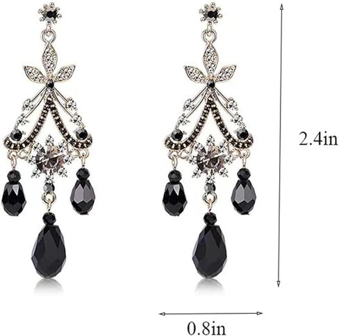 Black Chandelier Dangle Earrings for Women Vintage Gothic Halloween Earrings Goth Chandelier Drop Earrings Trendy Elegant Jewelry Accessories in Saudi Arabia