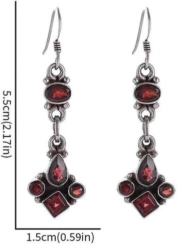 Retro Bohemian Red Zircon Drop Shape Tassel Earrings Women's Fashion Elegant Earring Accessories in Kuwait