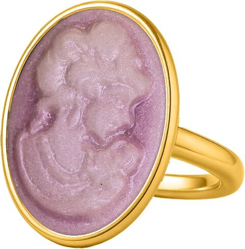 Cameo Women Portrait 24K Gold Vermeil 925 Sterling Silver Black White Coin Ring, Cameo Lady Signet Ring, Dainty Carving, Handmade Rings for Women Statement Turkish Fine Jewelry in Kuwait
