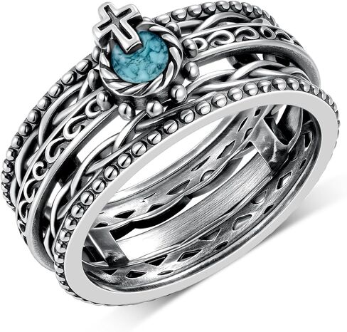 Cross Anxiety Fidget Rings 925 Sterling Silver Adjustable Stress Spinner Rings Jewelry Gifts for Anxiety Women Men in Saudi Arabia