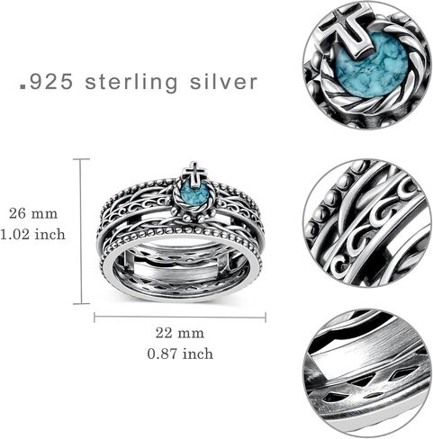 Cross Anxiety Fidget Rings 925 Sterling Silver Adjustable Stress Spinner Rings Jewelry Gifts for Anxiety Women Men in Saudi Arabia