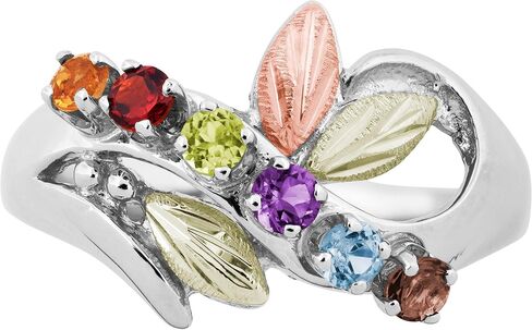 Landstroms Black Hills Gold Mothers Ring in Sterling Silver - Customize from 2-6 2.5MM Genuine Birthstones in Saudi Arabia