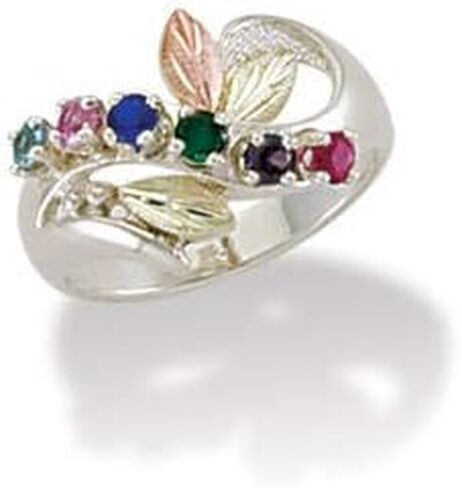 Landstroms Black Hills Gold Mothers Ring in Sterling Silver - Customize from 2-6 2.5MM Genuine Birthstones in Saudi Arabia