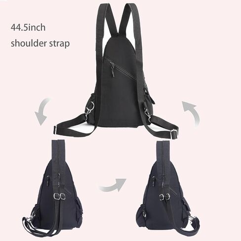 Small Backpack Waterproof Lightweight Daypack Crossbody Sling Bag Casual Travel Bag (Black) in Saudi Arabia
