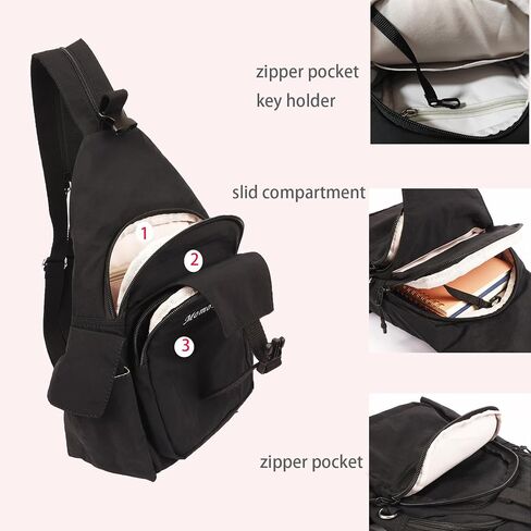 Small Backpack Waterproof Lightweight Daypack Crossbody Sling Bag Casual Travel Bag (Black) in Saudi Arabia