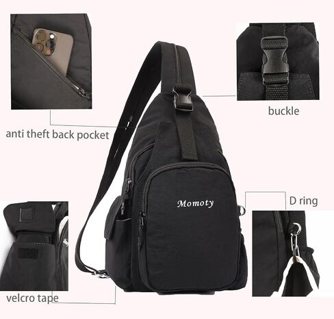 Small Backpack Waterproof Lightweight Daypack Crossbody Sling Bag Casual Travel Bag (Black) in Saudi Arabia