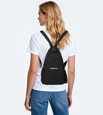 Small Backpack Waterproof Lightweight Daypack Crossbody Sling Bag Casual Travel Bag (Black) in Saudi Arabia