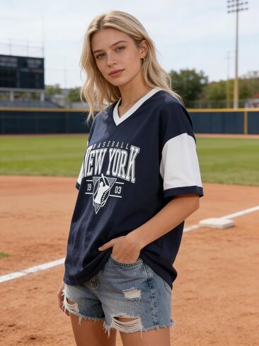 قميص البيسبول المرأة البيسبول أمي التي شيرت موسم البيسبول لعبة يوم المحملة السببية قصيرة الأكمام قمم in Kuwait
