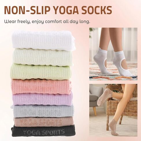 8 Pairs Pilates Socks with Grips for Women Yoga Socks Non Slip for Yoga Workout Hospital Dance Workout in Saudi Arabia