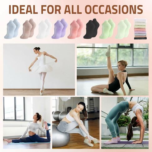 8 Pairs Pilates Socks with Grips for Women Yoga Socks Non Slip for Yoga Workout Hospital Dance Workout in Saudi Arabia
