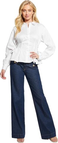 Guess Women's Long Sleeve Jackie Lace Up Top in Kuwait