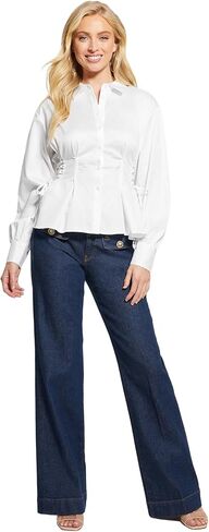 Guess Women's Long Sleeve Jackie Lace Up Top in Kuwait