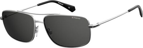 Polaroid Men's PLD 6107/S/X Rectangular, Palladium Sunglasses in Kuwait