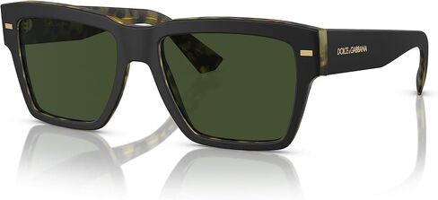 Dolce & Gabbana DG4431-340471 Sunglasses MATTE BLACK ON YELLOW HAVANA w/DARK GREEN 55mm in Saudi Arabia
