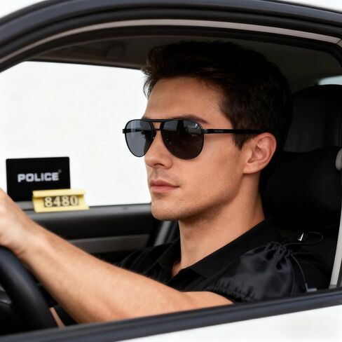 POLICE S8480 Polarized Sunglasses, Black Alloy Frame, 63mm Lens Width, UV Protection for Driving, Sports, Outdoor Activities in Saudi Arabia