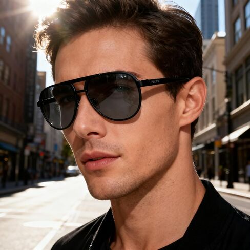 POLICE S8480 Polarized Sunglasses, Black Alloy Frame, 63mm Lens Width, UV Protection for Driving, Sports, Outdoor Activities in Saudi Arabia