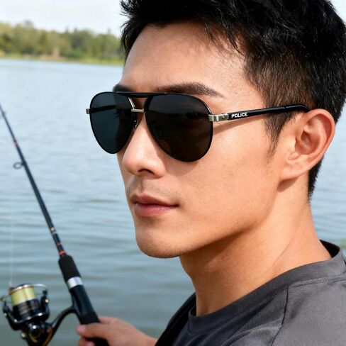 POLICE S8480 Polarized Sunglasses, Black Alloy Frame, 63mm Lens Width, UV Protection for Driving, Sports, Outdoor Activities in Saudi Arabia