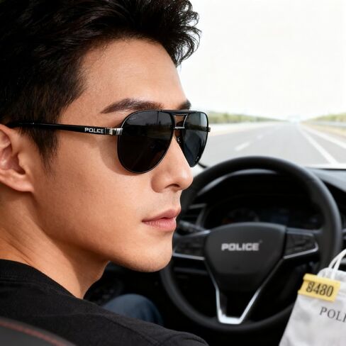 POLICE S8480 Polarized Sunglasses, Black Alloy Frame, 63mm Lens Width, UV Protection for Driving, Sports, Outdoor Activities in Saudi Arabia