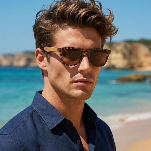 Modern Wood Polarized Sunglasses - Cool Style Fashion Frame with Wooden Temple for Men and Women Perfect Gifts in Saudi Arabia