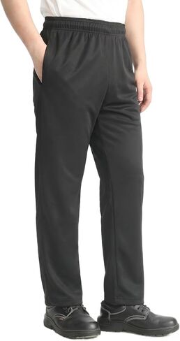 KITCHIEF Men's Stretch Baggy Chef Pants Black Casual Cargo Pants Elastic Waist Restaurant Work Pants and Cook Pant Uniform in Kuwait