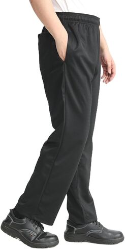 KITCHIEF Men's Stretch Baggy Chef Pants Black Casual Cargo Pants Elastic Waist Restaurant Work Pants and Cook Pant Uniform in Kuwait