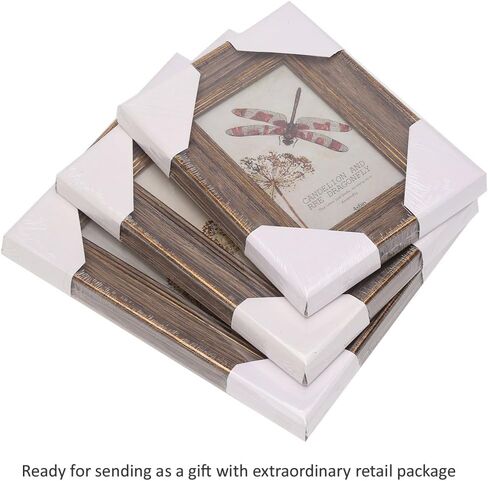 6x8 Inches Vintage Feel Rustic Picture Frame for Tabletop or Wall Hanging with Glass Front (6x8, Brown) in Saudi Arabia