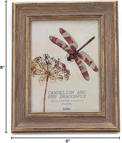 6x8 Inches Vintage Feel Rustic Picture Frame for Tabletop or Wall Hanging with Glass Front (6x8, Brown) in Saudi Arabia