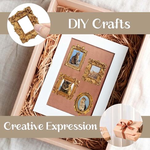 12 Pcs Resin Mini Picture Frames 6 Styles Mini Frame Vintage Carving Small Gold Frames for Crafts Table Top Decor DIY Wall Hanging Jewelry Display Photography Party Hotel Home Decoration (Gold) in Saudi Arabia