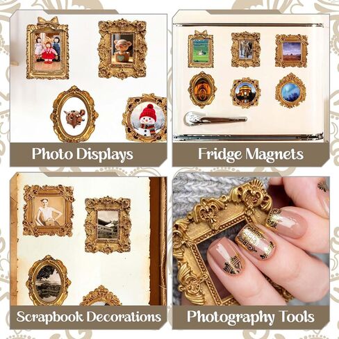 12 Pcs Resin Mini Picture Frames 6 Styles Mini Frame Vintage Carving Small Gold Frames for Crafts Table Top Decor DIY Wall Hanging Jewelry Display Photography Party Hotel Home Decoration (Gold) in Saudi Arabia