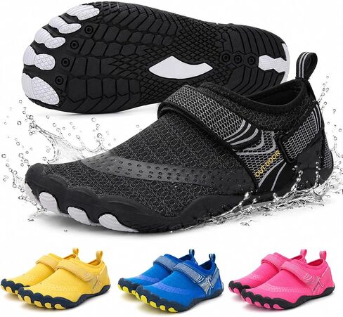 Kids Water Shoes for Boys & Girls - Quick-Dry Toddler Aqua Socks with Non-Slip Sole & Toe Protection for Beach, Pool, Swim & Outdoors AQUAS01-BLACK-34 in Saudi Arabia