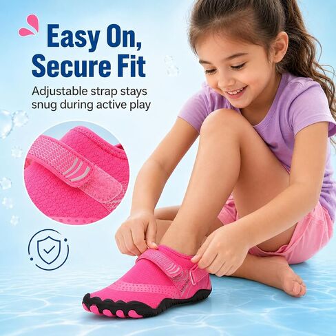 Kids Water Shoes for Boys & Girls - Quick-Dry Toddler Aqua Socks with Non-Slip Sole & Toe Protection for Beach, Pool, Swim & Outdoors AQUAS01-BLACK-34 in Saudi Arabia