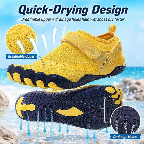 Kids Water Shoes for Boys & Girls - Quick-Dry Toddler Aqua Socks with Non-Slip Sole & Toe Protection for Beach, Pool, Swim & Outdoors AQUAS01-BLACK-34 in Saudi Arabia