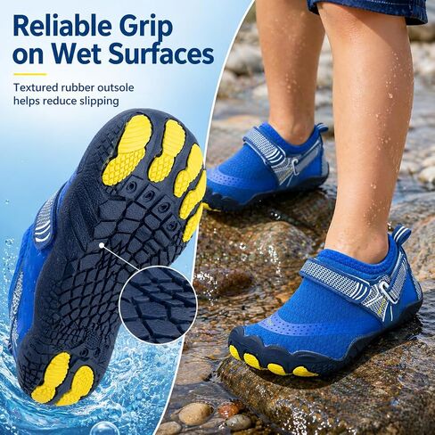 Kids Water Shoes for Boys & Girls - Quick-Dry Toddler Aqua Socks with Non-Slip Sole & Toe Protection for Beach, Pool, Swim & Outdoors AQUAS01-BLACK-34 in Saudi Arabia