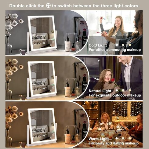12-Inch Vanity Mirror with Lights, 3 Color Modes & Adjustable Brightness, Touch Control Makeup Mirror, Lighted Desk Mirror for Makeup and Vanity in Saudi Arabia