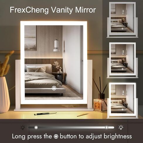 12-Inch Vanity Mirror with Lights, 3 Color Modes & Adjustable Brightness, Touch Control Makeup Mirror, Lighted Desk Mirror for Makeup and Vanity in Saudi Arabia